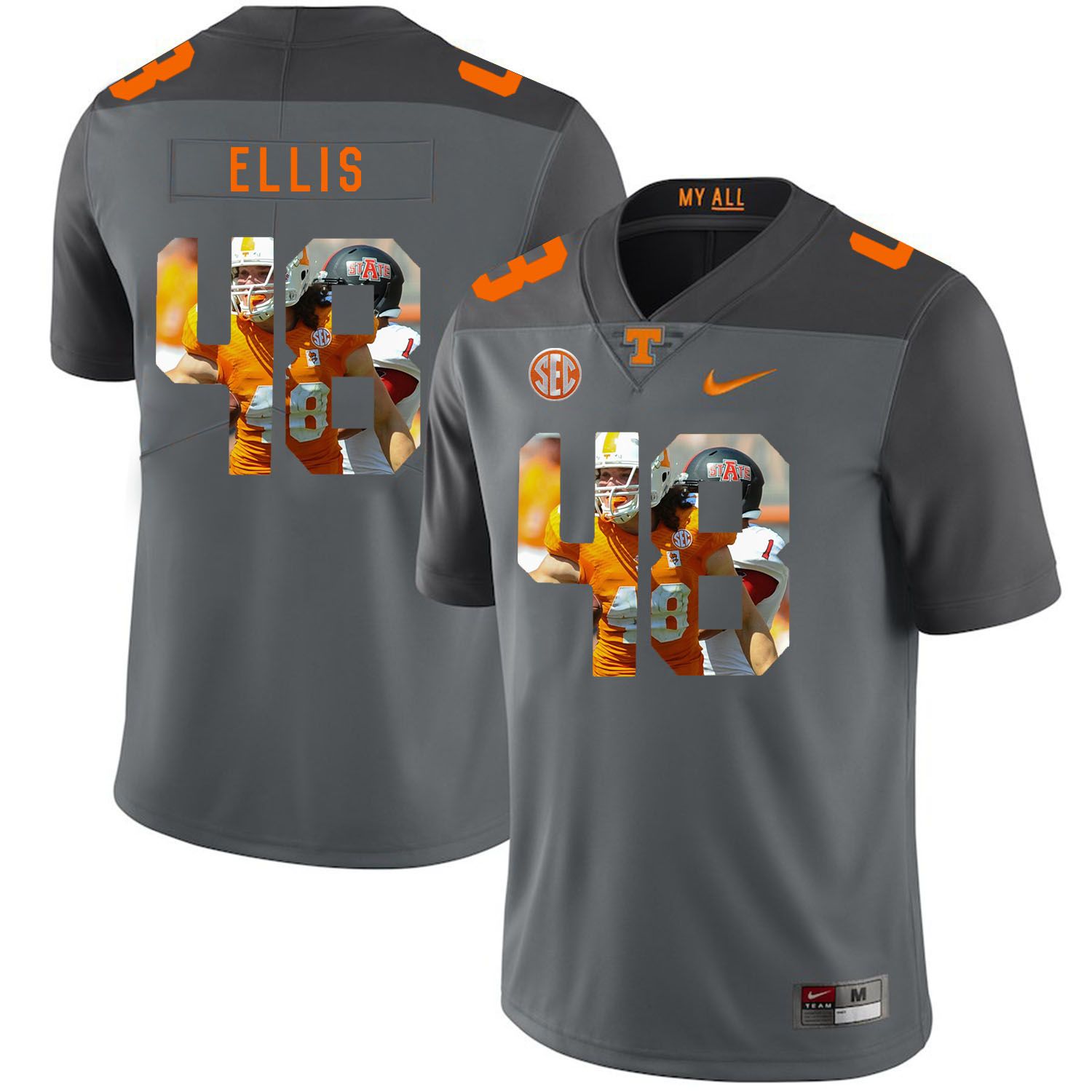 Men Tennessee Volunteers #48 Ellis Grey Fashion Edition Customized NCAA Jerseys